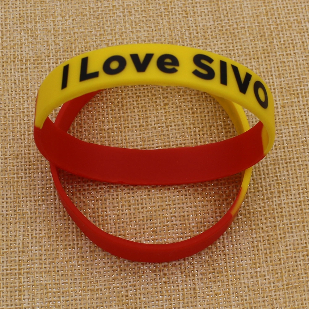 OEM Design High Quality Yellow I Love Sivo Silicone Wristband with Print Logo