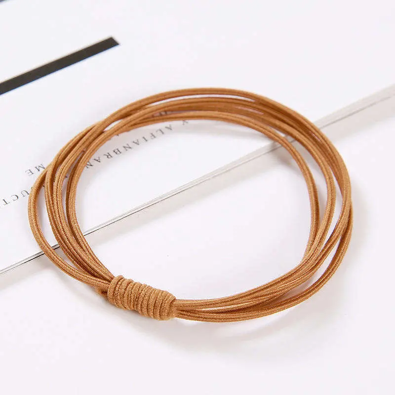 Excellent High Elastic Four-in-One Leather Elastic Hair Ties Bands Colorful Twisted Knotted