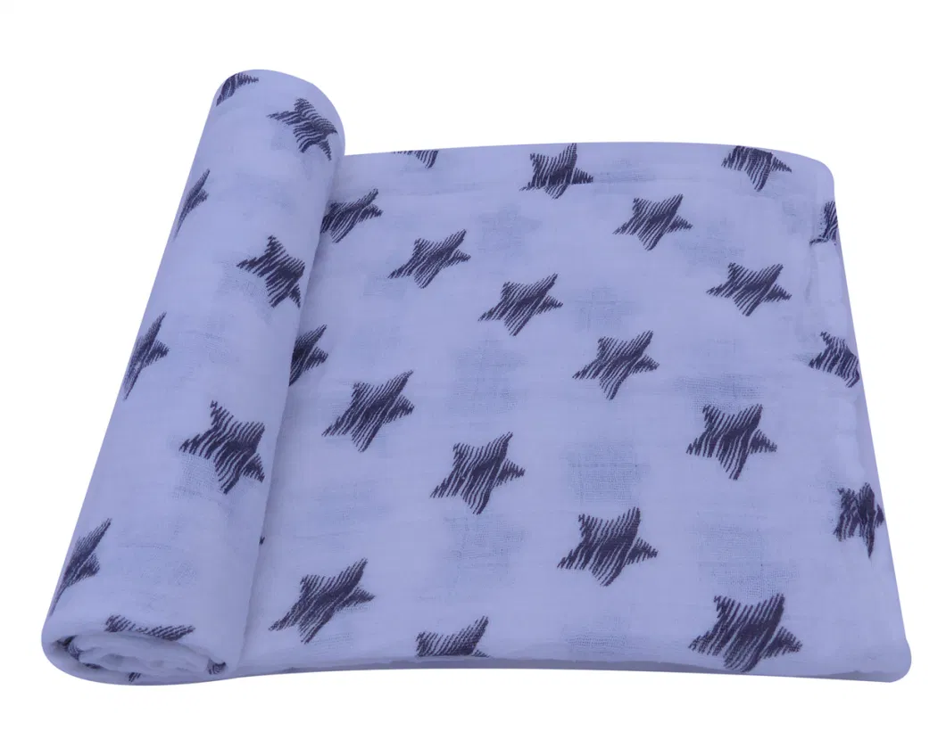 Custom Printed Cotton Muslin Swaddle Blanket Wrap in 120X120cm