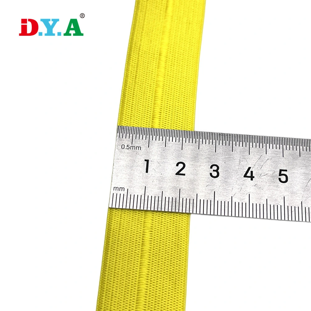 Custom Yellow 25mm Polyester Latex Folding Knitted Elastic Band for Clothing Trim Strap