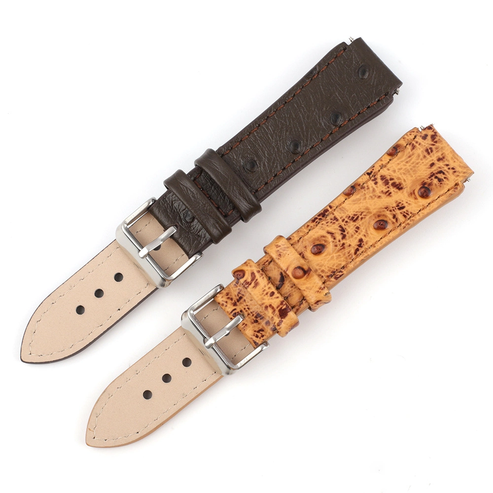 Cheap Price High Quality Ostrich Pattern Leather Watch Straps Real Leather Watch Bands