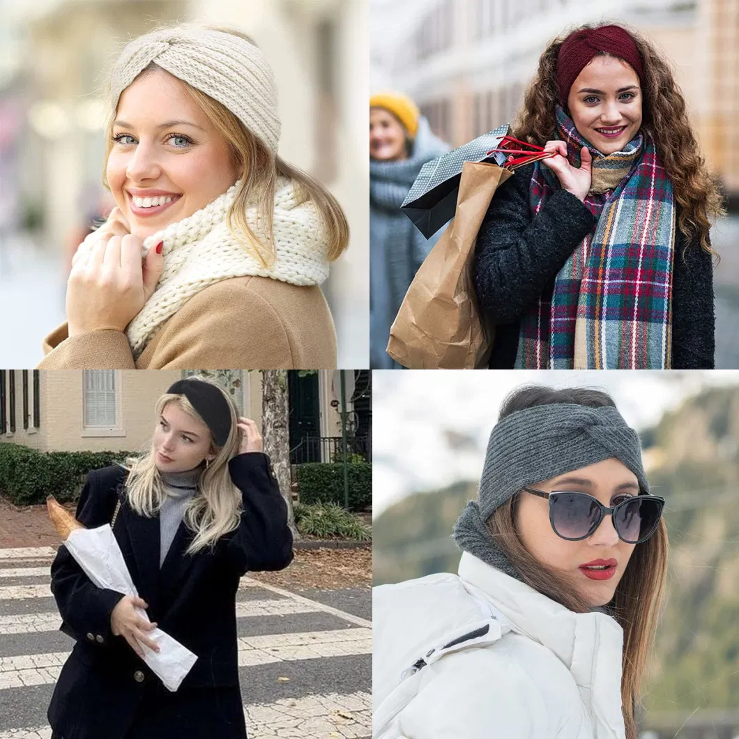 Fashion Women Lady Crochet Bow Knot Turban Knitted Head Wrap Hairband Winter Ear Warmer Headband