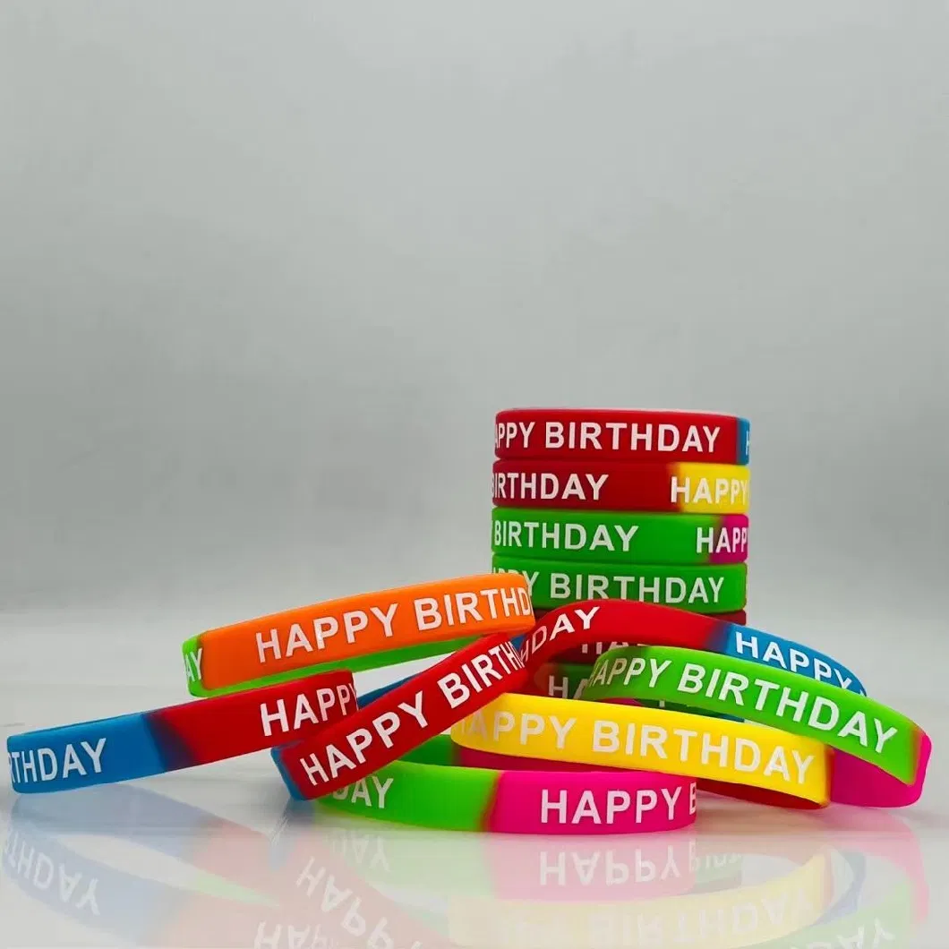 Custom Plain Rainbow Color Silicone Wristband Without Logo