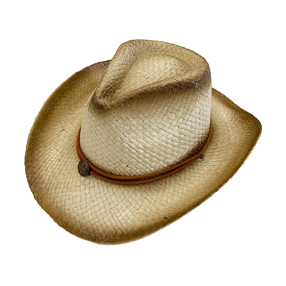 New Design Spring Summer Natural Raffia Straw Cowboy Hats Women Men with Band