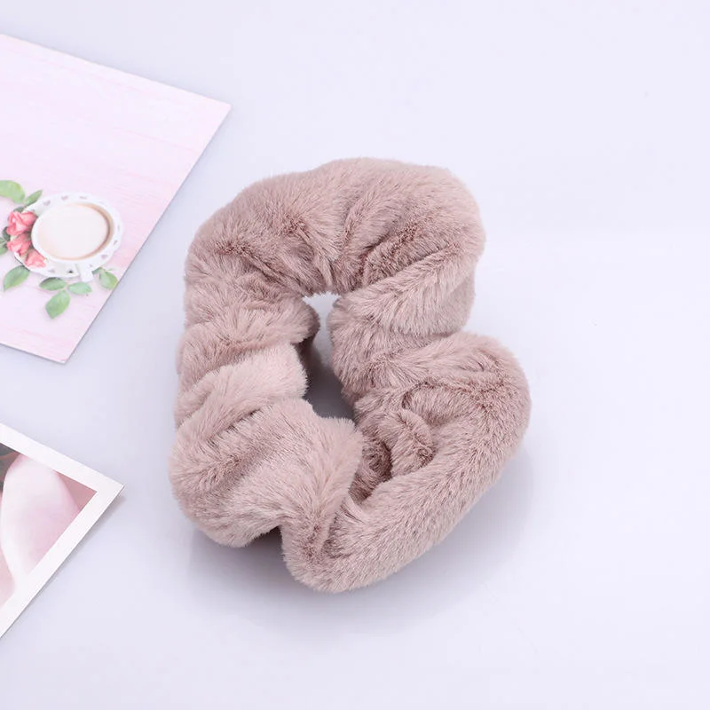 Fashion Girl Jade Rabbit Velvet Large Intestine Hair Circle Candy Color Plush Head Band