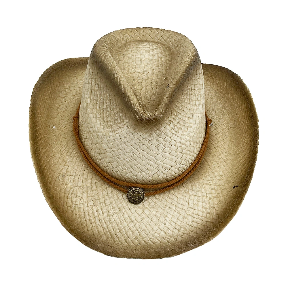 New Design Spring Summer Natural Raffia Straw Cowboy Hats Women Men with Band