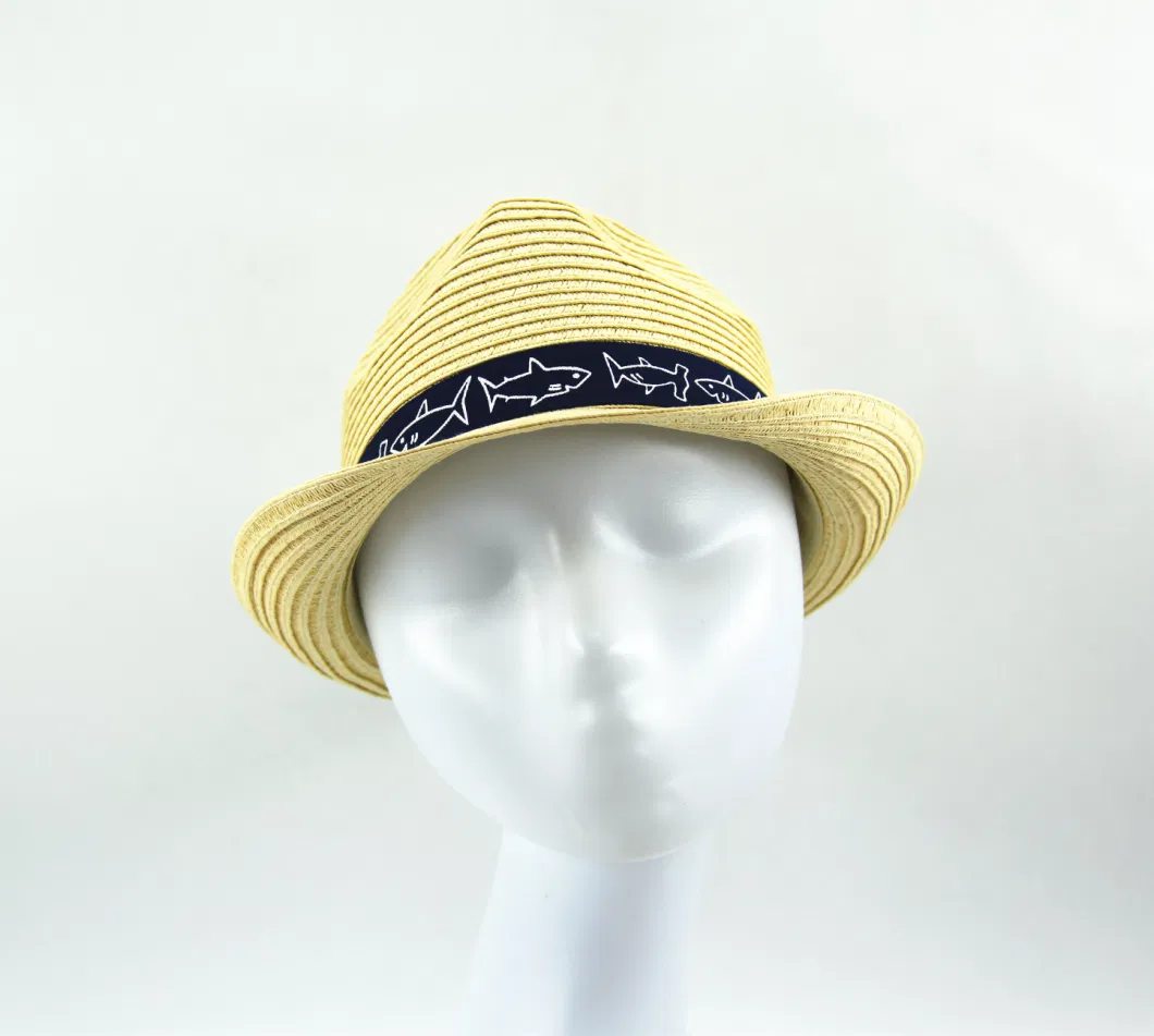 Children Paper Straw Hat with Lovely Ribbon Band