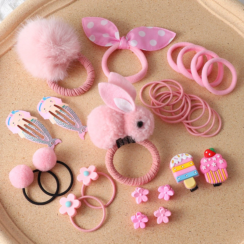 30PCS/Pack Kids Hair Clips Super Lovely Elastic Hair Rubber Band