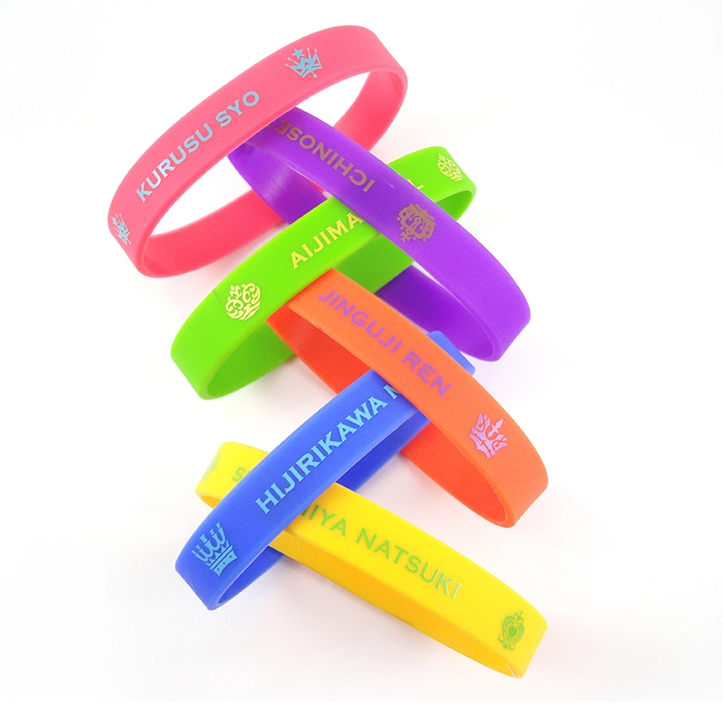 Promotional High Quality Embossed Color Filled Silicone Wristband for Sport