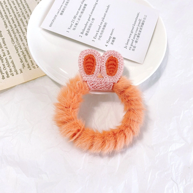 Cute Cartoon Plush Hair Rope Rabbit Ears Bear Cat Hair Cord Hairband