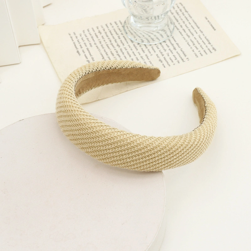 Knitted Wool Headband Autumn and Winter Solid Color Sponge Hair Card out and About Pressed Hair Headdress Hair Band