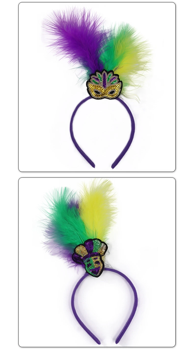 Brazilian Carnival Party Hairband Headpiece with Sequins and Feathers