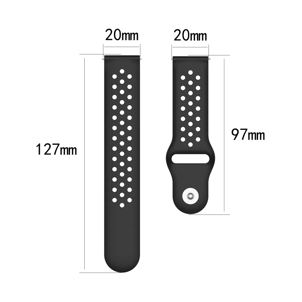 20mm Soft Silicone Watch Band for Samsung Galaxy Watch 42mm/46mm Active R500 Gear S3 R600