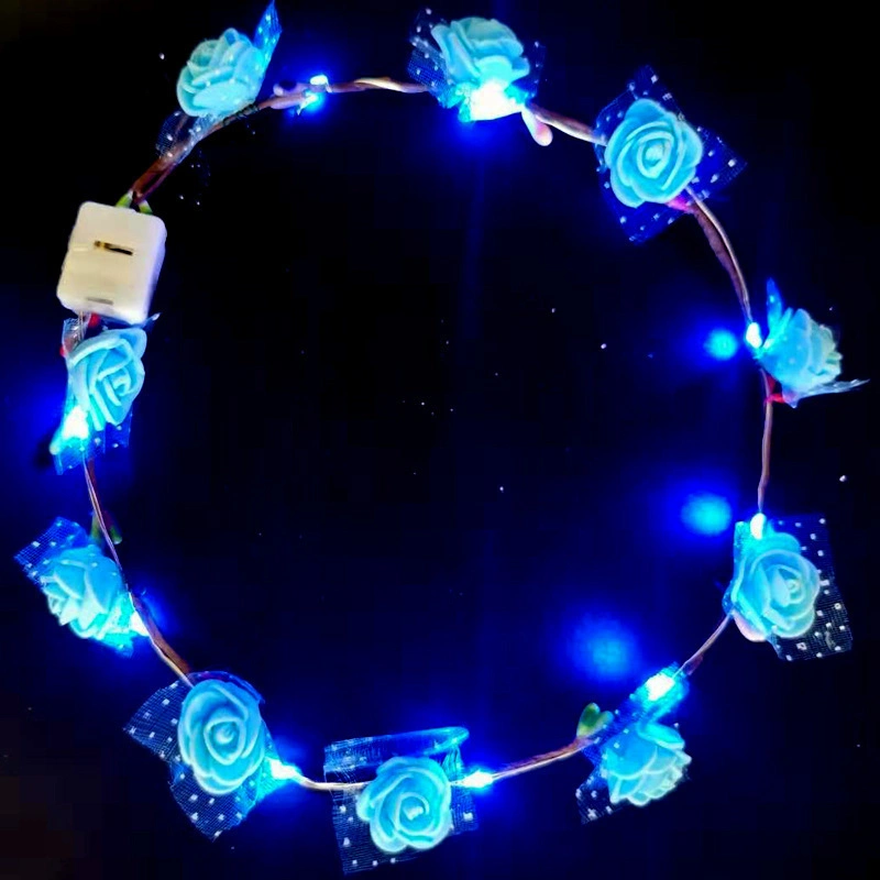 Light up Head Wreath LED Flower Crown Flashing Christmas Wreaths Gifts Flower Decorations for Women Floral Hairband