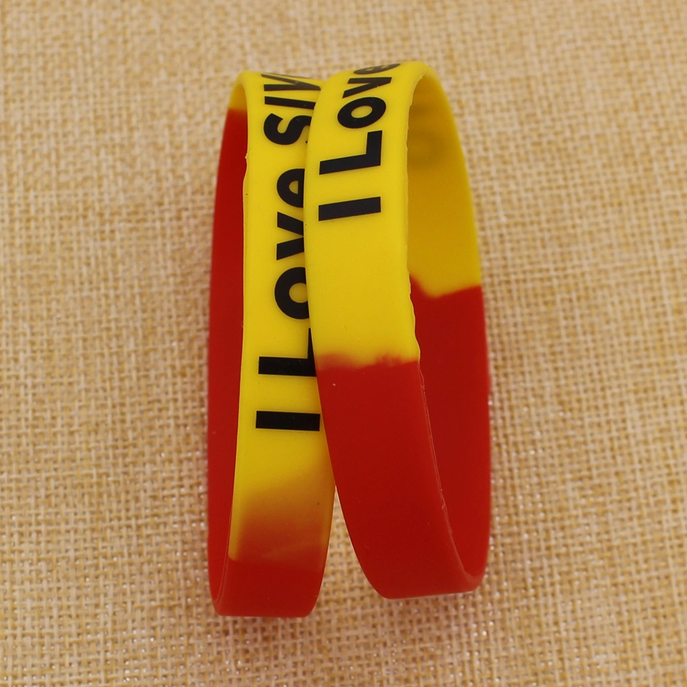 OEM Design High Quality Yellow I Love Sivo Silicone Wristband with Print Logo