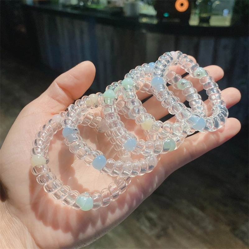 Beaded Transparent Phone Line Little Fresh Girl Seamless Hair Bands