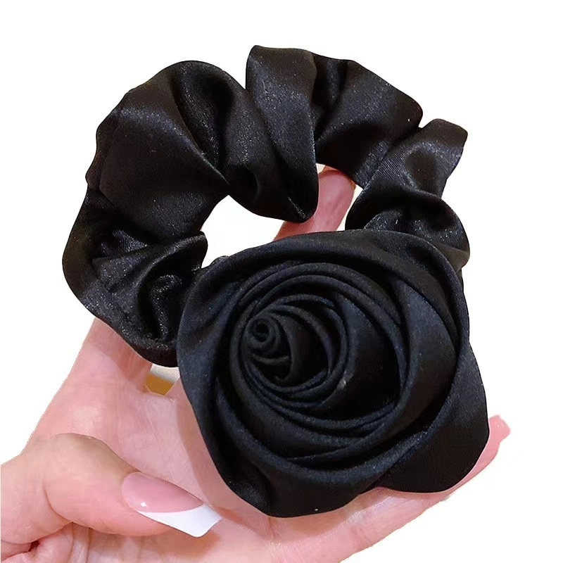 New Arrival French Satin Large Silk Satin Big Rose Flower Hair Bands