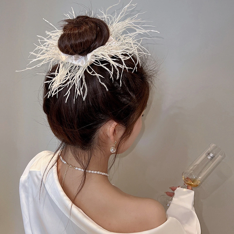 Simple Ostrich Feather Hair Rope Creative Personality Niche Hair Accessories Hairbands