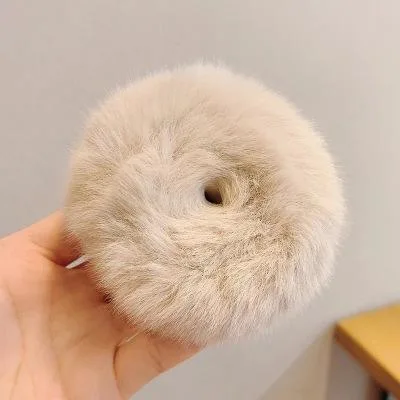 Autumn and Winter Plush Cute Slap Circle Solid Color Faux Rabbit Fur Hair Band