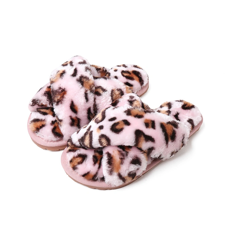 Women&prime;s Cross Band Breathable Slippers Soft Plush Furry Cozy Open Toe House Shoes Indoor Outdoor Faux Rabbit Fur Warm Comfy Slipper