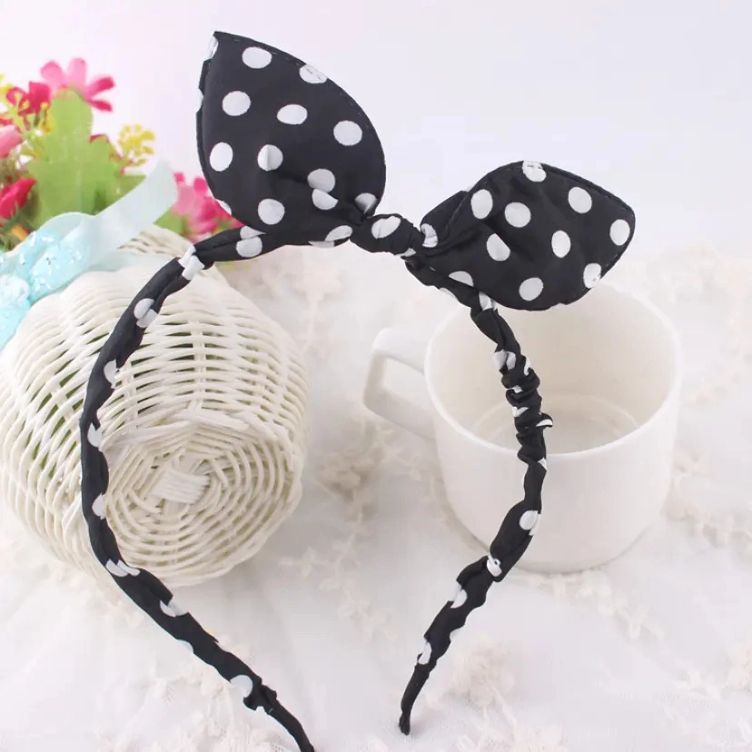 Baby Girls Polka DOT Mouse Ear Headbands Big Hair Bow Hair Clips Hair Band