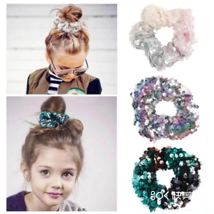 Designer Scrunchies Famous Brands Fashion New Two-Tone Mermaid Sequin Hair Band