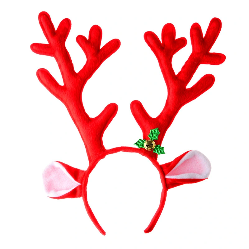 Classic Red and Green Plush Deer Antlers Head Band