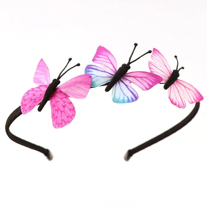 Wholesale Girls Hair Band Kids Butterfly Cute Fresh Headband Children Bb Hair Accessories Colorful Handmade Fairy Princess Hairb