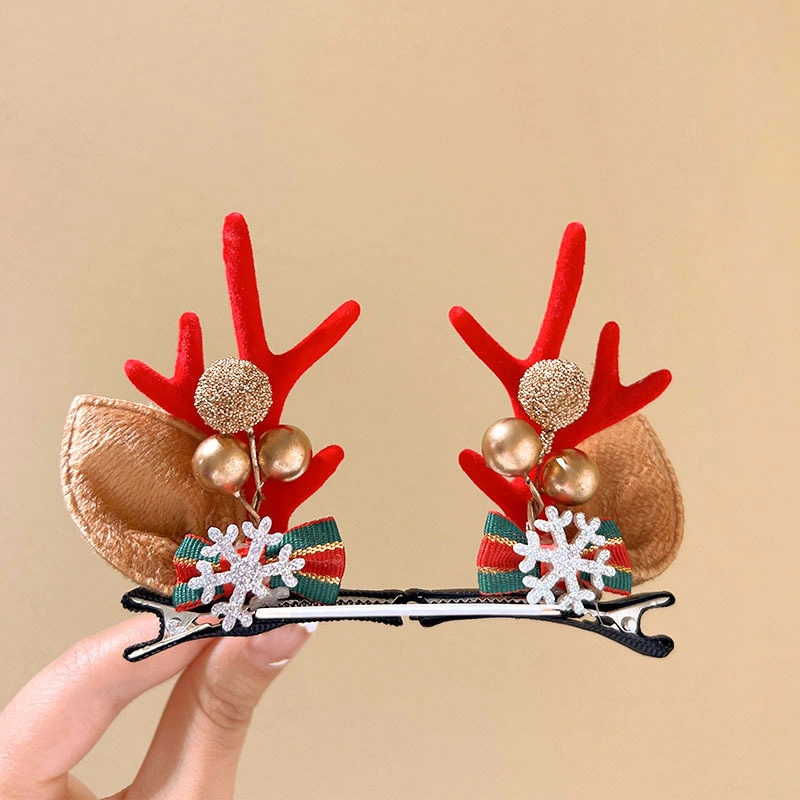 Female Cute Moose Antlers Headband Hair Ornaments Christmas Clip Headdress Hair Clip Headdress Hair Clip Side Clip Christmas Hair Band