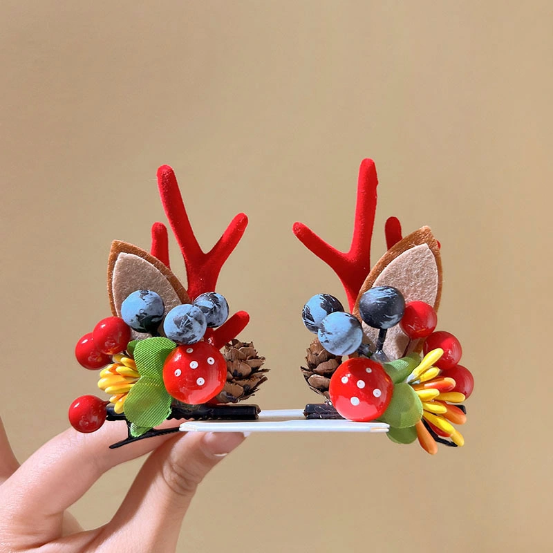 Female Cute Moose Antlers Headband Hair Ornaments Christmas Clip Headdress Hair Clip Headdress Hair Clip Side Clip Christmas Hair Band