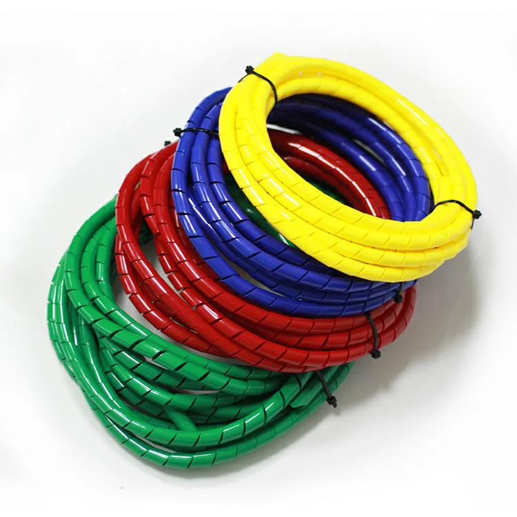 Colorful Multi Color Yellow Green Blue Orange Red Black Transparent Spiral Wrapping Band Cable Wrap Tube Plastic Wire Sleeves Wrapping Bands