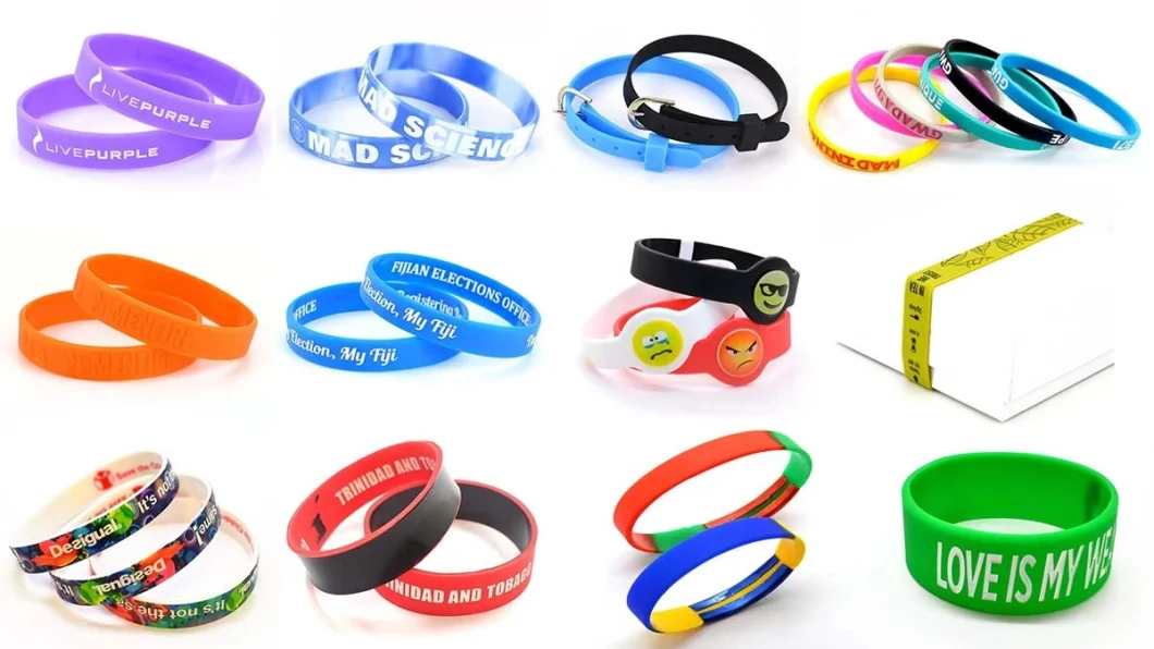 Customized Printed Logo Rainbow Rubber Adjustable RFID Silicone Wristband