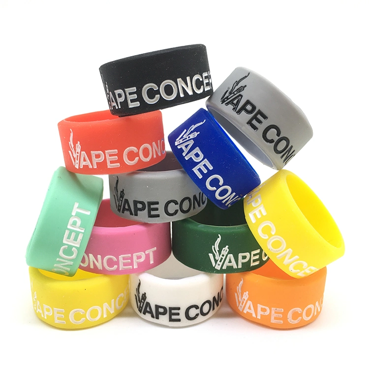 2024 Customized Your Own Brand Silicone Vape Ring Protective Decoration Debossed Ink Filled Silk Printing Logo 20mm/22mm/24mm or 26mm Vapor Band