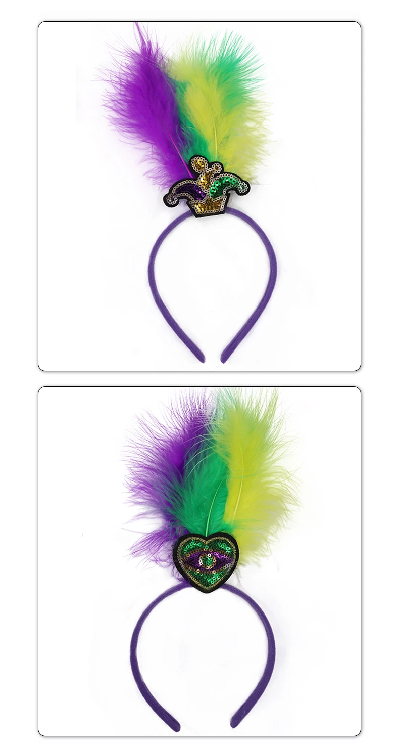 Brazilian Carnival Party Hairband Headpiece with Sequins and Feathers