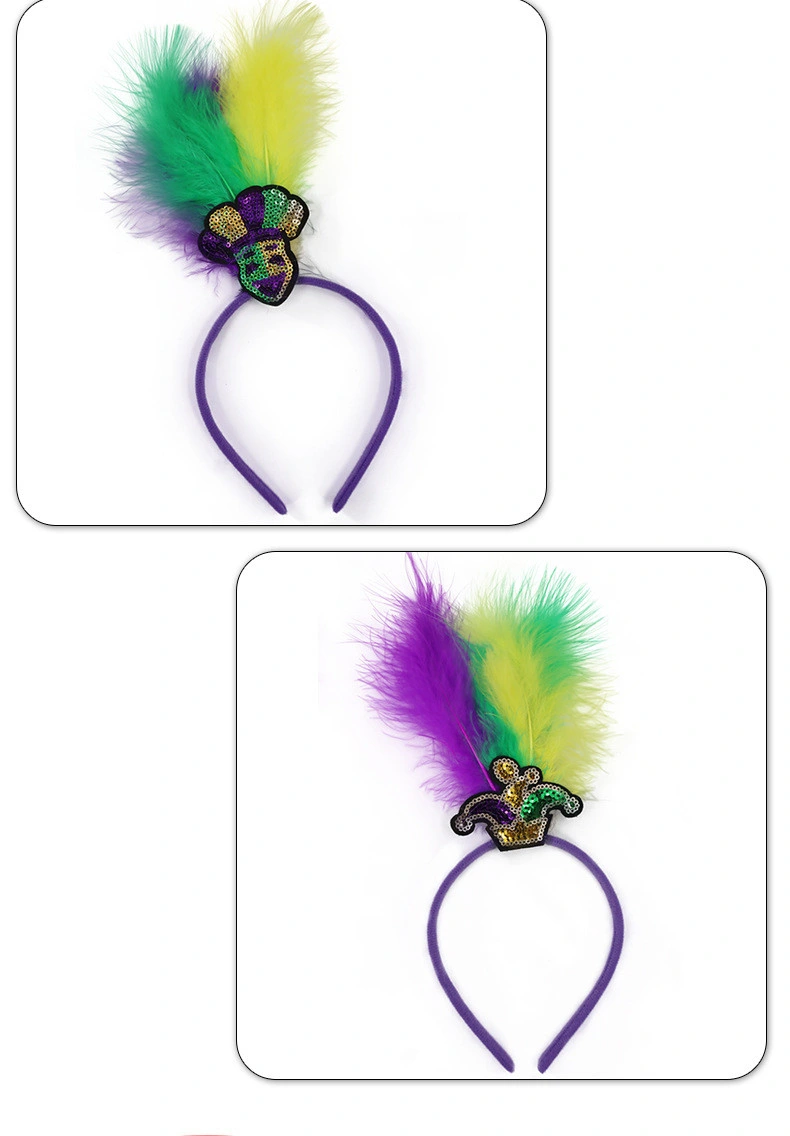 Brazilian Carnival Party Hairband Headpiece with Sequins and Feathers