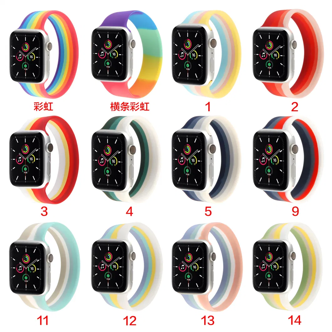 Customized Rainbow Rubber Silicone Wristband Watch Band for Apple Watch