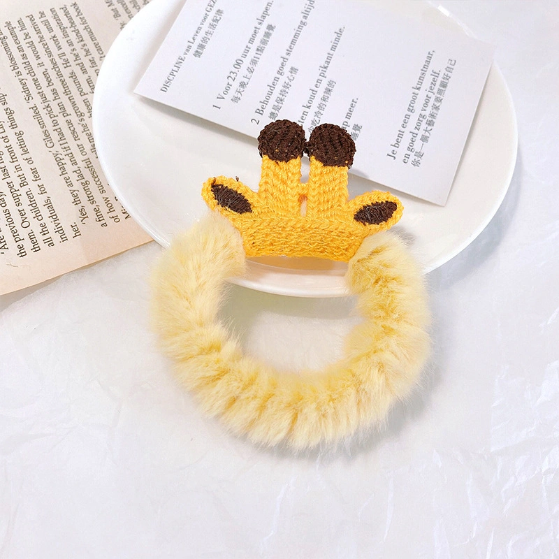 Cute Cartoon Plush Hair Rope Rabbit Ears Bear Cat Hair Cord Hairband