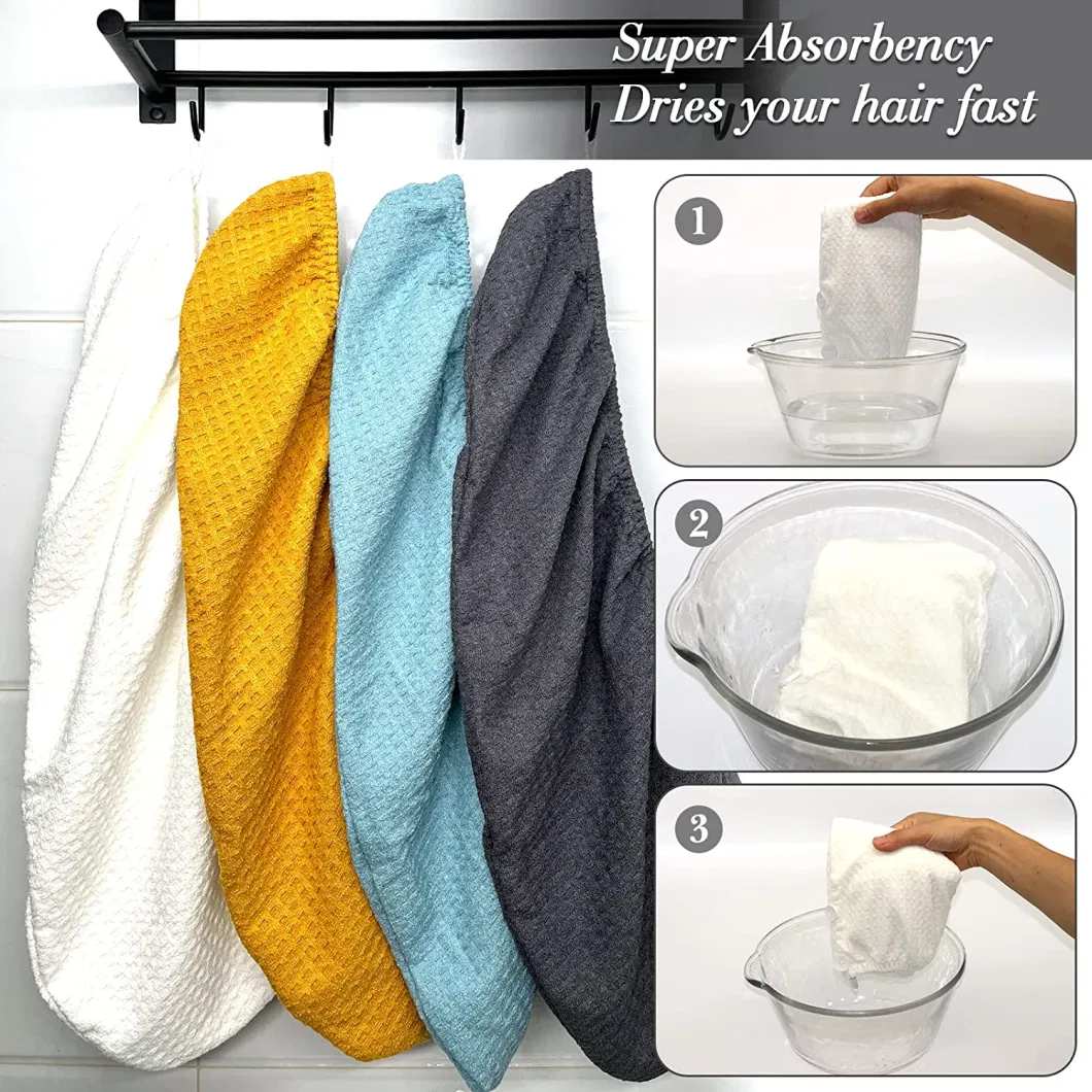 Microfiber Waffle Rapid Drying Hair Turban Hair Towel Wrap