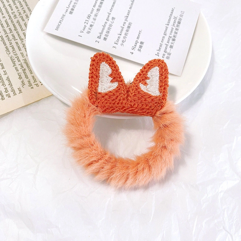 Cute Cartoon Plush Hair Rope Rabbit Ears Bear Cat Hair Cord Hairband