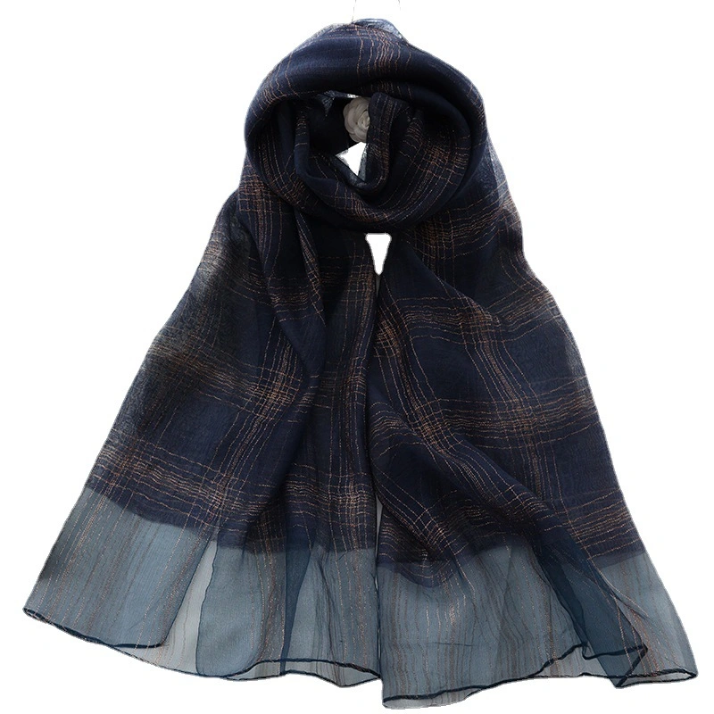 Hijab Scarves Plaid Female Thin Pashmina Bandana Headband