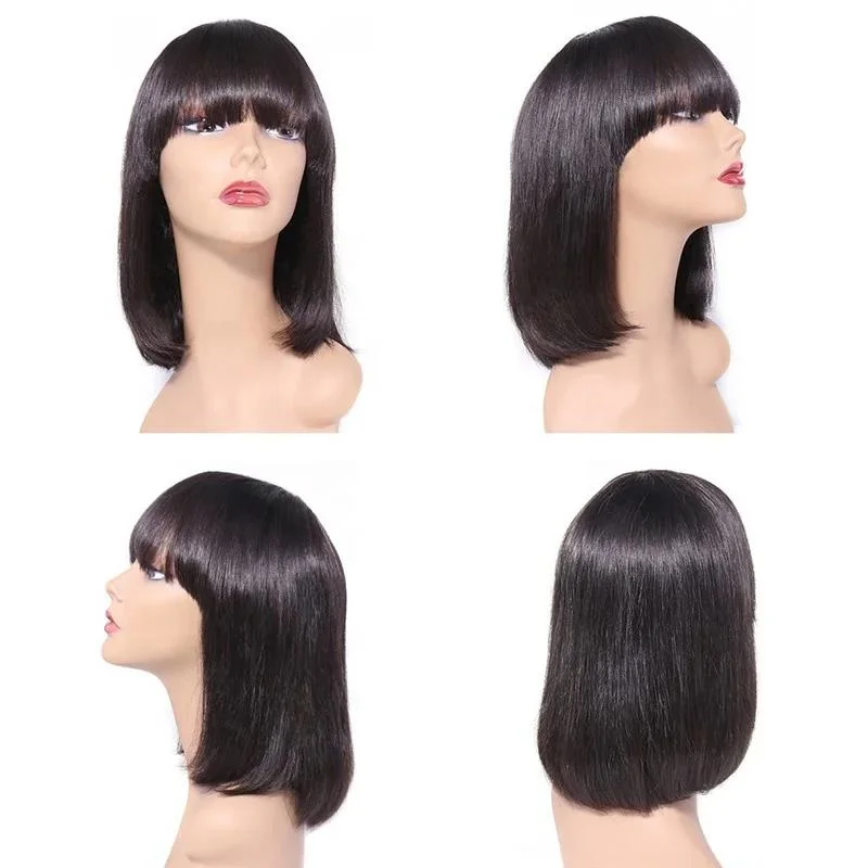 Best Quality Bob Wigs Grade 12A Lace Wigs with Baby Hair, Fringe Bob Brazilian Human Hair Bob Wig