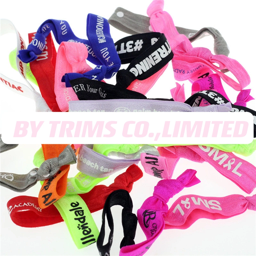 Factory Wholesale Logo One Color Brush Ink Printing Knot Hair Printing Belt Knot Head Rope DIY Hair Accessories Hair Ring Wrist Strap