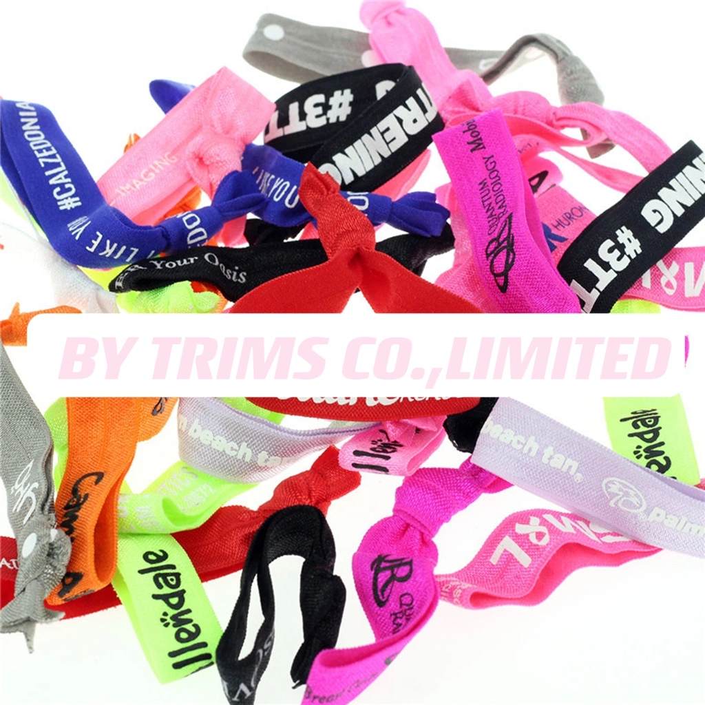 Factory Wholesale Logo One Color Brush Ink Printing Knot Hair Printing Belt Knot Head Rope DIY Hair Accessories Hair Ring Wrist Strap