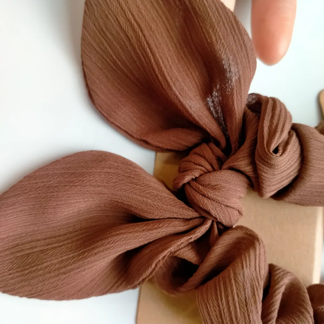 Custom Eco-Friendly Plain Color Hair Scrunchies with Ribbon Soft Hair Bands