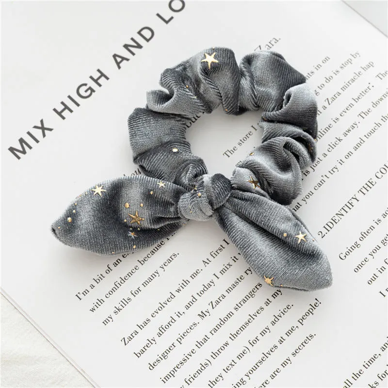 Spot New Flannel Rabbit Ears Scrunchies Star Streamer Colorful Female Horsetail Hair Band