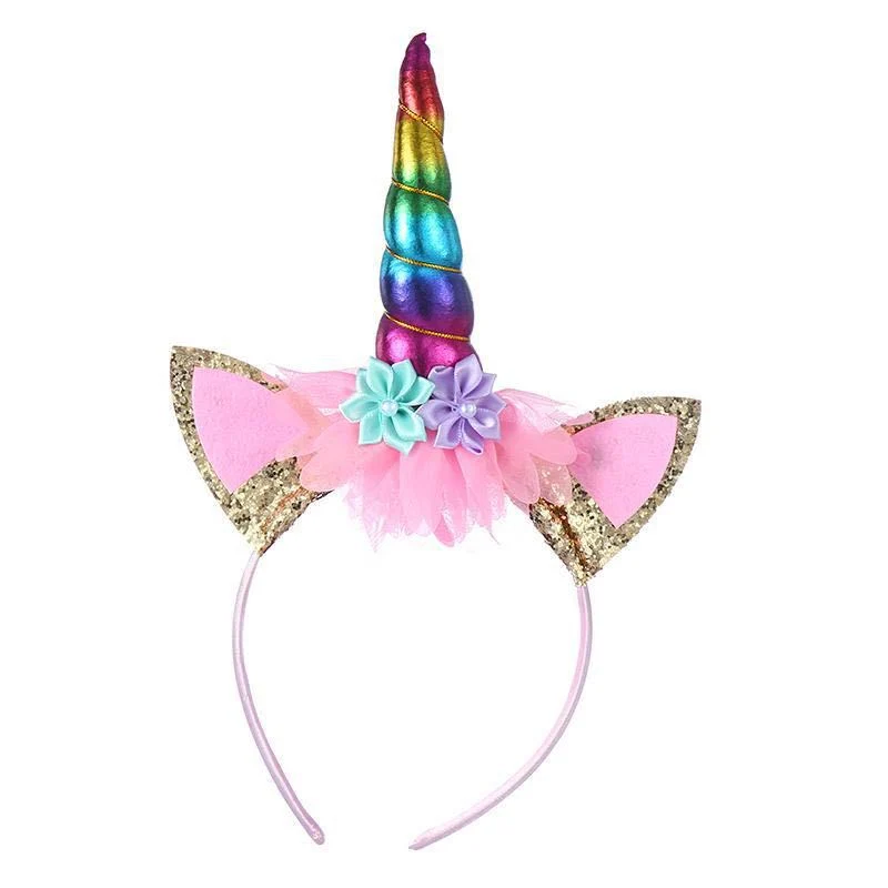 Hot Sale Cute Kids Unicorn Hair Band with Flower Decoration Angel Design Hair Band