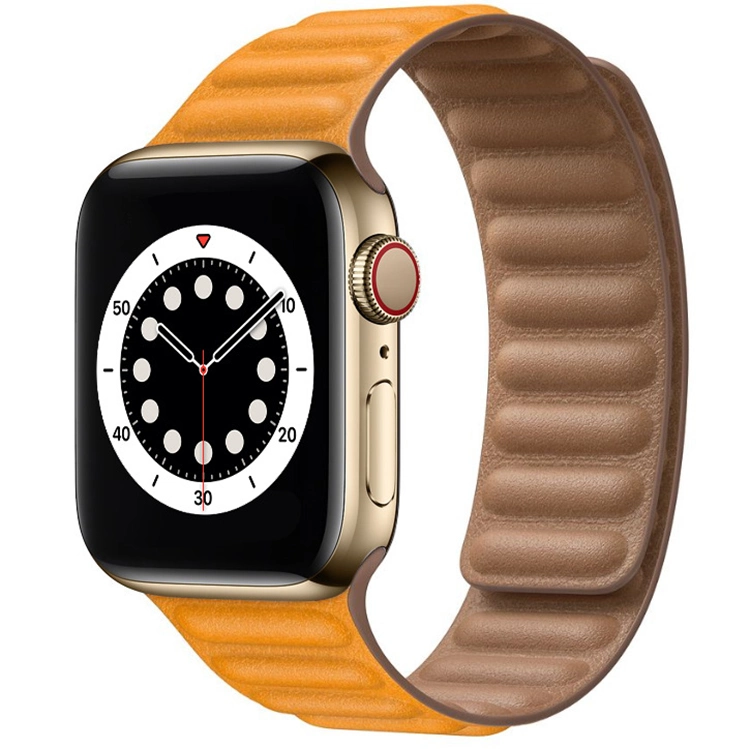 40mm 44mm Leather Link Bands for Apple Watch Series 6 Magnetic Leather Loop Bracelet Straps for Iwatch 4 5 38mm 42mm