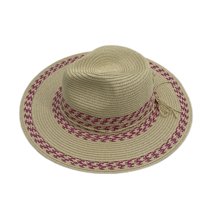 High Quality Women Lady Paper Breathable Paper Band Adjustable Beach Sun Wide Brim Panama Straw Hat