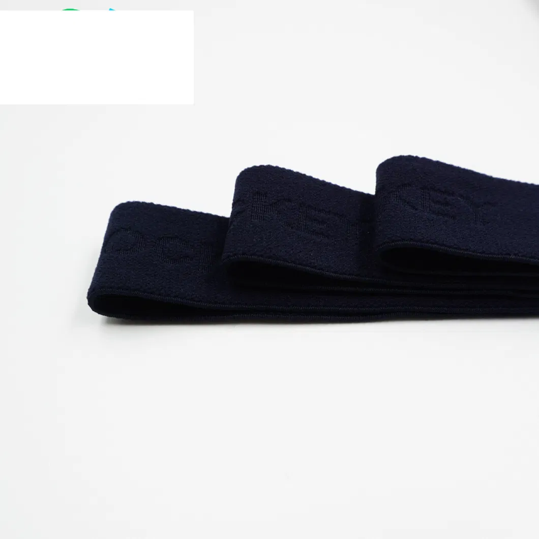 Factory Made Navy Color Anti-Skid Twill Elastic Belt with Thickened Embossing Letters