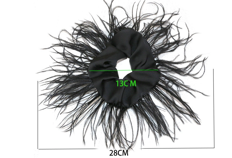 New Hair Accessories Ostrich Fur Solid Color Polyester Satin Hair Rope